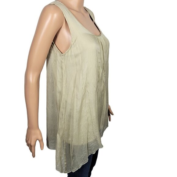 Soft Surroundings Women's Gold Shimmery 100% Silk Boho Tank Tunic Top Size XS - Picture 7 of 10